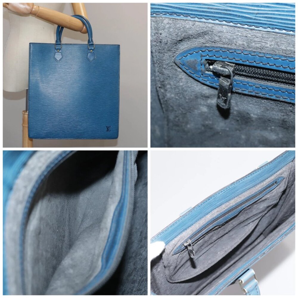 LOUIS VUITTON Epi Sac Plat Hand Bag Blue LV - Picture 14 of 14
